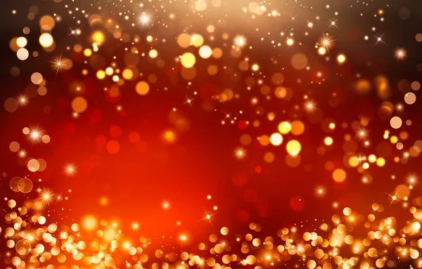 Elegant Red Festive Background Golden Lights Stars — Stock Photo, Image