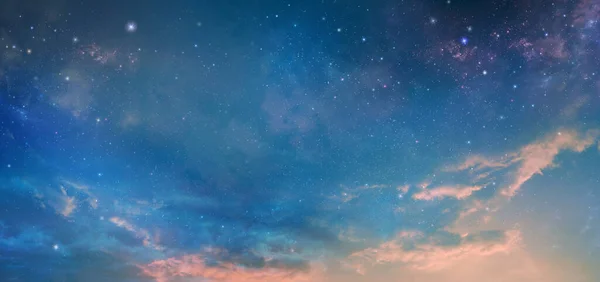 Панорама Голубое Ночное Небо Молочный Путь Звезда Темном Фоне — стоковое фото