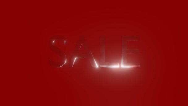 3D render of the text sale on the red background with shine and glow in circular motion. — Stock Video