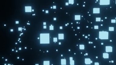 Mavi küplerin hızlı kaotik hareketlerle siyah arkaplan üzerinde tam HD 3d canlandırması.