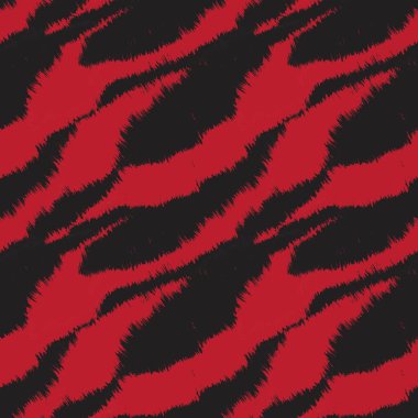 Moda baskıları, ev eşyaları, grafikler, arka planlar için kırmızı fırça desenli kürk deseni tasarımı