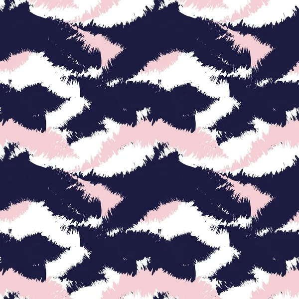 ピンクネイビーブラシストローク毛皮のパターンデザインのためのファッションプリント 家庭用品 グラフィック — ストックベクタ
