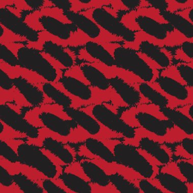 Moda baskıları, ev eşyaları, grafikler, arka planlar için kırmızı fırça desenli kürk deseni tasarımı