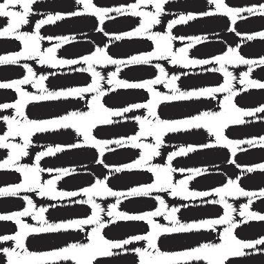 Moda baskıları, ev eşyaları, grafikler, arka planlar için siyah ve beyaz fırça desenli kürk deseni