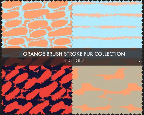 Colección Pieles Orange Brush Stroke Incluye Muestras Diseño Para Estampados — Vector de stock