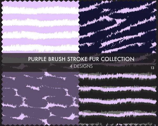 Colección Pieles Trazo Pincel Púrpura Incluye Muestras Diseño Para Estampados — Vector de stock