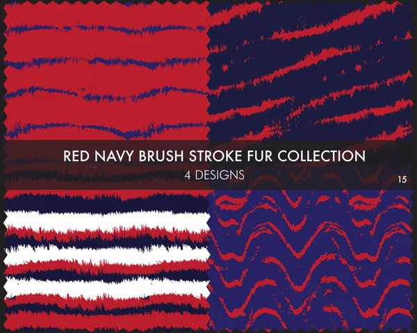 Colección Pieles Red Navy Brush Stroke Incluye Muestras Diseño Para — Vector de stock