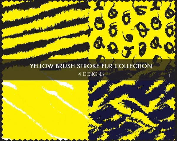 Colección Pieles Yellow Brush Stroke Incluye Muestras Diseño Para Estampados — Vector de stock