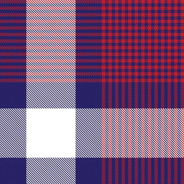 Czerwony Navy Glen Plaid Teksturowany Bezszwowy Wzór Nadaje Się Tekstyliów — Wektor stockowy