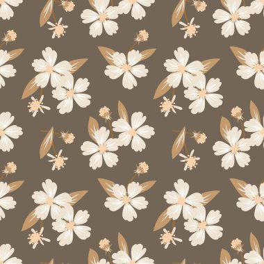 Kahverengi Taupe bitkisel bitki örtüsü desensiz arka plan moda baskıları, grafikler, arka planlar ve el sanatları için uygun