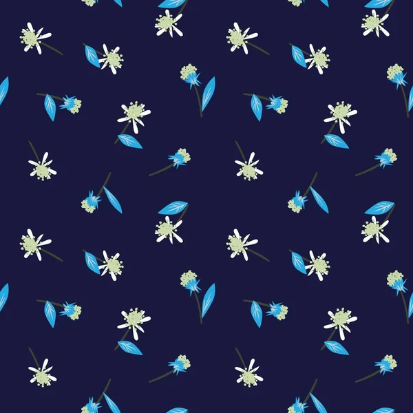 蓝色热带植物无缝图案背景 适用于时装印刷 背景和工艺 — 图库矢量图片