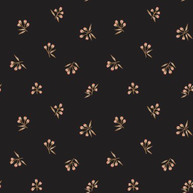 Moda baskıları, grafikler, arka planlar ve el sanatları için siyah bitkisel desensiz arkaplan