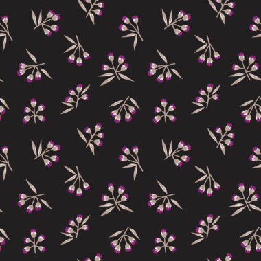 Moda baskıları, grafikler, arka planlar ve el sanatları için siyah bitkisel desensiz arkaplan