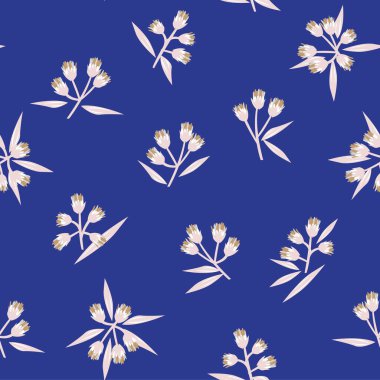 Moda baskıları, grafikler, arka planlar ve el sanatları için uygun mavi tropikal bitkisel bitki desenli arkaplan