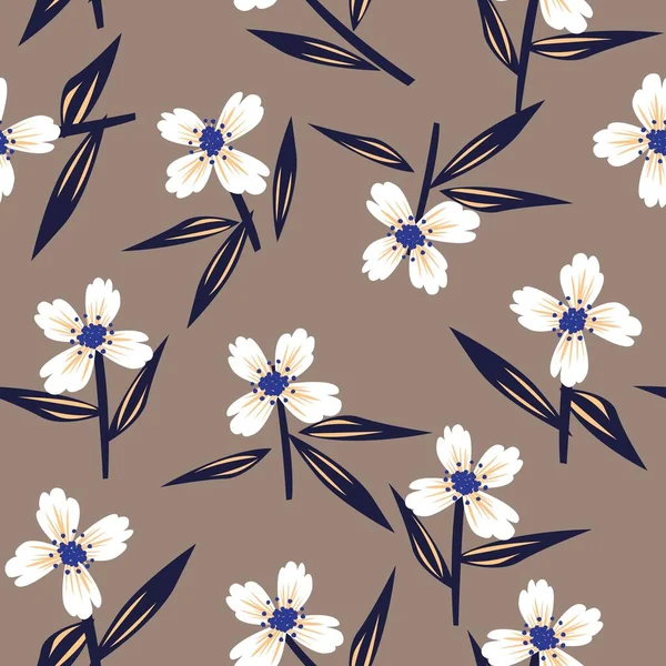 Bruin Taupe Floral Botanische Naadloze Patroon Achtergrond Geschikt Voor Mode — Stockvector