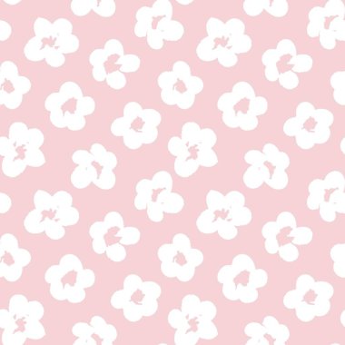 Pembe çiçekli fırça darbeleri moda baskıları, grafikler, arka planlar ve el sanatları için pürüzsüz desenli arka plan