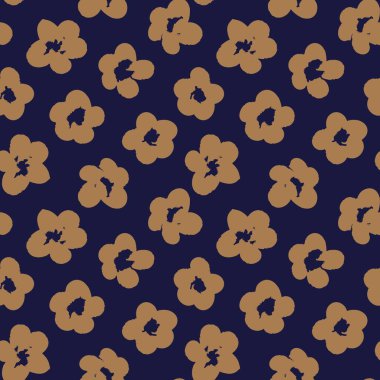 Kahverengi çiçekli fırça darbeleri moda baskıları, grafikler, arka planlar ve el sanatları için pürüzsüz desenli arka plan