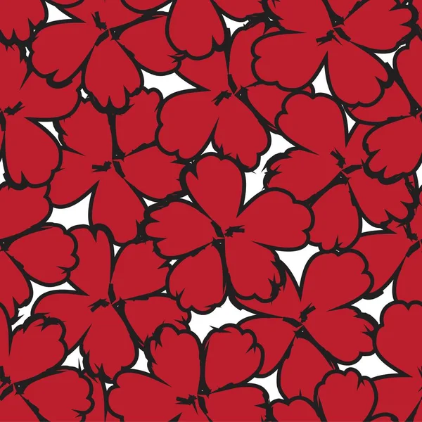 Red Floral Pennellate Senza Soluzione Continuità Modello Sfondo Stampe Moda — Vettoriale Stock