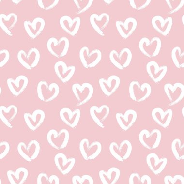 Moda tekstili ve grafikleri için Pembe Kalp şeklinde fırça darbesi kusursuz bir arka plan