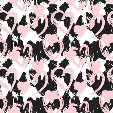 Moda tekstili ve grafikleri için Pembe Kalp şeklinde fırça darbesi kusursuz bir arka plan