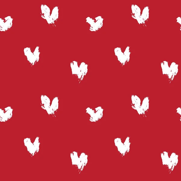Красное Сердце Форме Мазка Кисти Бесшовный Фон Моды Текстиля Графики — стоковый вектор