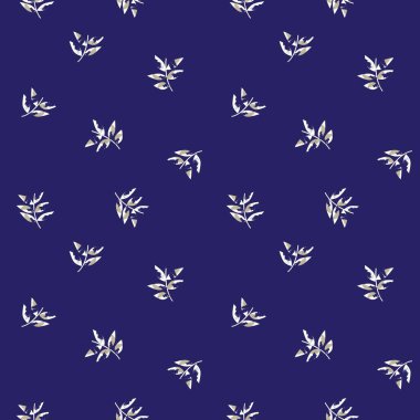 Mavi Tropik Yaprak botanik desensiz arka plan moda baskıları, grafikler, arka planlar ve el sanatları için uygundur