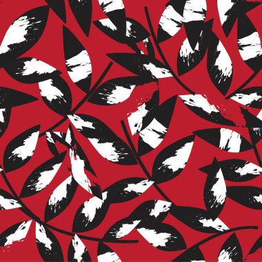 Kırmızı Tropik Yaprak botanik desensiz arka plan moda baskıları, grafikler, arka planlar ve el sanatları için uygundur
