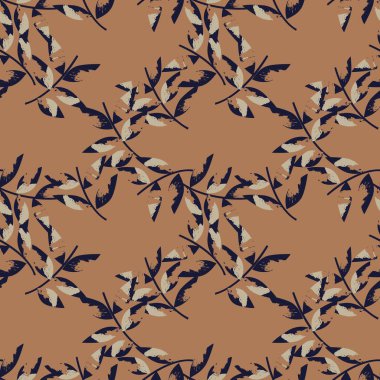 Kahverengi Tropik Yaprak botanik desensiz arka plan moda baskıları, grafikler, arka planlar ve el sanatları için uygundur