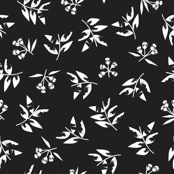 Black White Tropical Leaf Botanischer Nahtloser Musterhintergrund Für Modedrucke Grafiken — Stockvektor