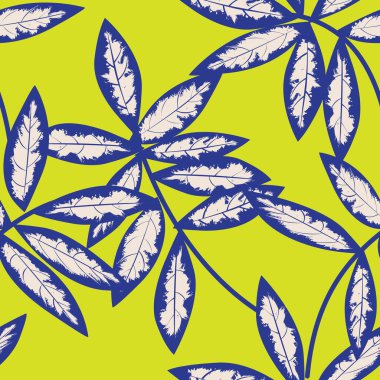 Sarı Tropikal Yaprak botanik desensiz arka plan moda baskıları, grafikler, arka planlar ve el sanatları için uygundur