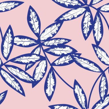 Pembe Tropik Yaprak botanik desensiz arka plan moda baskıları, grafikler, arka planlar ve el sanatları için uygundur