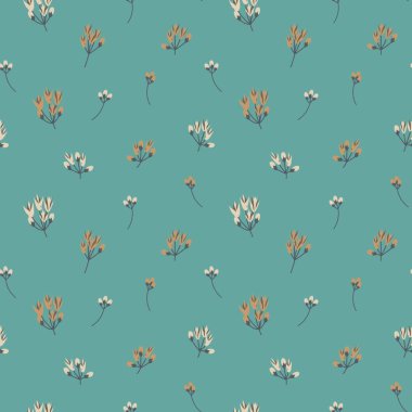 Turkuaz bitkisel bitki desenli arkaplan moda baskıları, grafikler, arka planlar ve el sanatları için uygun
