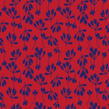 Moda baskıları, grafikler, arka planlar ve el sanatları için uygun kırmızı tropikal bitkisel bitki desenli arkaplan