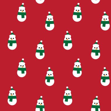 Kırmızı Noel Kardan Adam web sitesi grafikleri ve moda tekstili için kusursuz desen arkaplanı