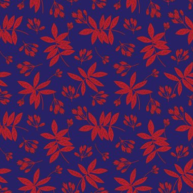 Moda baskıları, grafikler, arka planlar ve el sanatları için uygun mavi tropikal bitkisel bitki desenli arkaplan