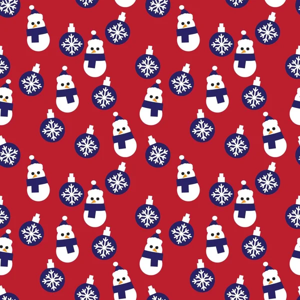 Red Christmas Snowman Sömlös Mönster Bakgrund För Webbplats Grafik Mode — Stock vektor