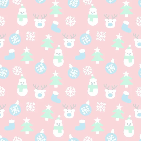粉红圣诞雪人无缝图案背景网站图形 时尚纺织品 — 图库矢量图片