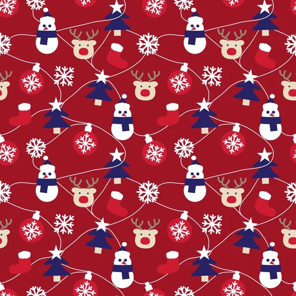 Red Christmas Snowman Fondo Patrón Sin Costuras Para Los Gráficos — Vector de stock