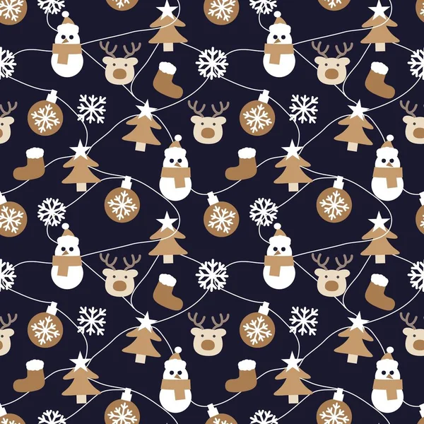 Brown Vánoční Sněhulák Bezešvé Vzor Pozadí Pro Webové Stránky Grafiky — Stockový vektor