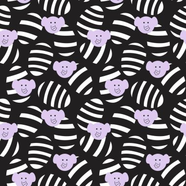 Bilgisayar grafikleri, moda tekstili vb. için Siyah ve Beyaz Paskalya Yumurtasız Deseni.