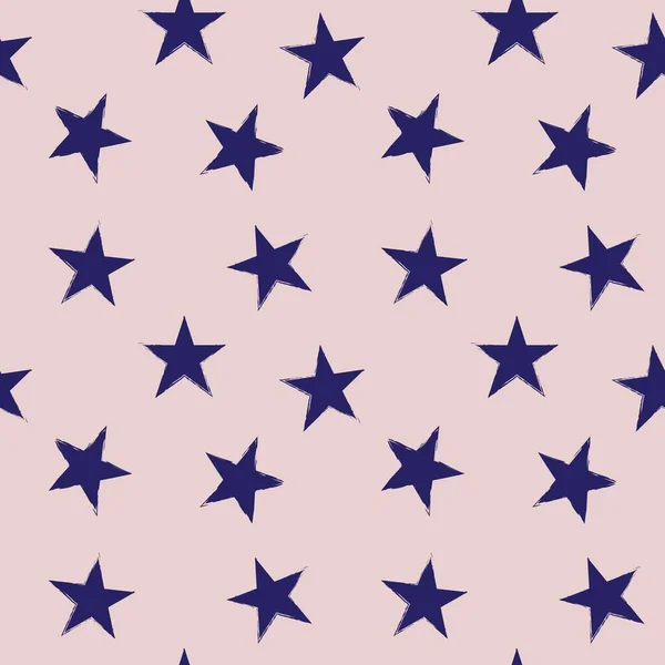 Pink Stars Brush Stroke Seamless Pattern Background Fashion Textiles Graphics — Stock Vector