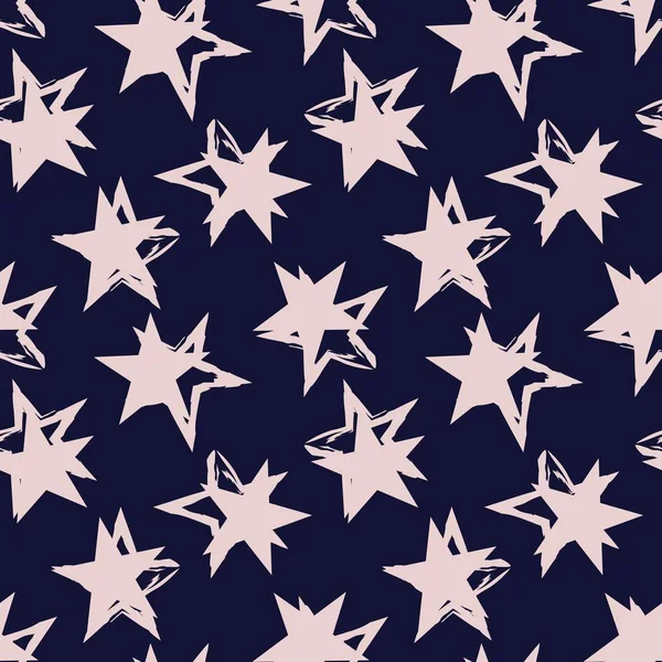Blue Stars Brush Stroke Seamless Pattern Background Fashion Textiles Graphics — Stock Vector