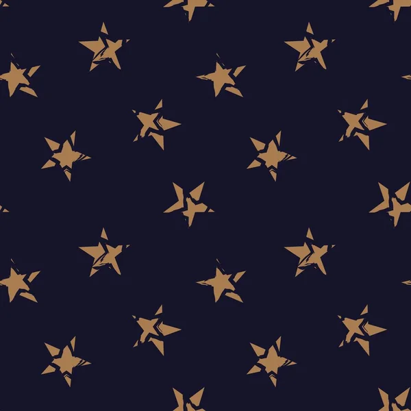 Коричневые Звезды Мазок Кисти Бесшовный Фон Моды Текстиля Графики — стоковый вектор