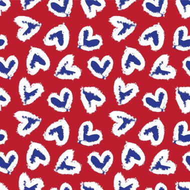 Kırmızı Donanma Kalbi biçimli fırça darbeleri moda tekstil ve grafikleri için kusursuz bir arka plan