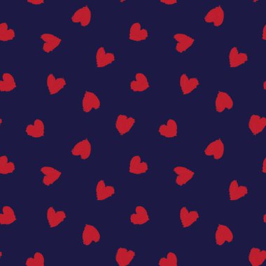 Kırmızı Donanma Kalbi biçimli fırça darbeleri moda tekstil ve grafikleri için kusursuz bir arka plan