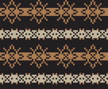 Moda tekstil ürünleri, örgü ve grafikler için uygun kahverengi Noel kar taneleri adası desenli arka plan