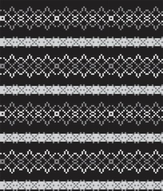 Moda tekstil, örgü ve grafikler için uygun Siyah ve Beyaz Noel kar taneleri adası desenli arka plan