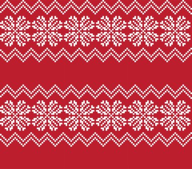 Moda tekstil ürünleri, örgü ve grafikler için uygun kırmızı Noel kar taneleri adası desenli arka plan