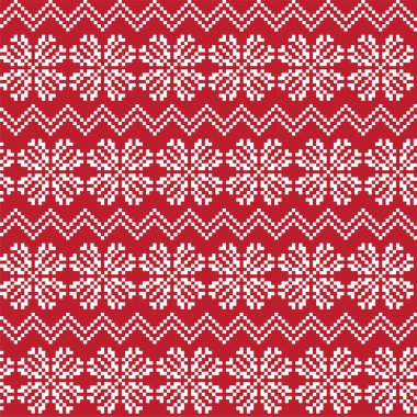 Moda tekstil ürünleri, örgü ve grafikler için uygun kırmızı Noel kar taneleri adası desenli arka plan