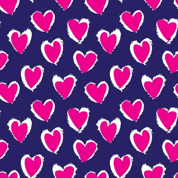 Purple Heart Forme Coup Pinceau Fond Motif Sans Couture Pour — Image vectorielle